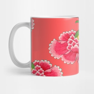 Chinese Vintage Pink and Red Flowers with Coral - Hong Kong Traditional Floral Pattern Mug